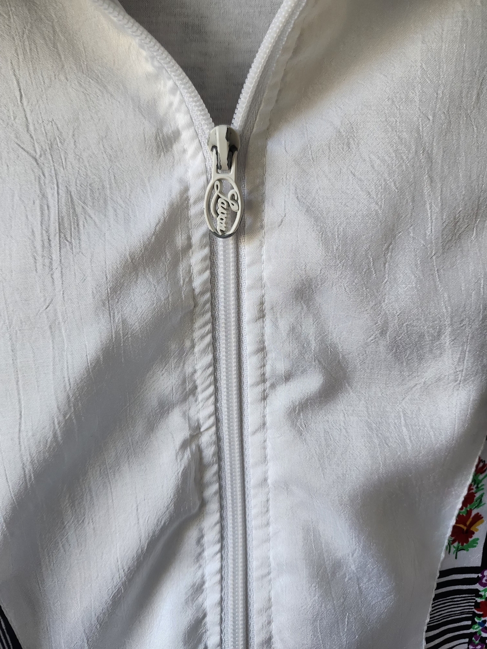 Vintage White Floral & Checkerboard Bomber Jacket - Picture 8 of 10